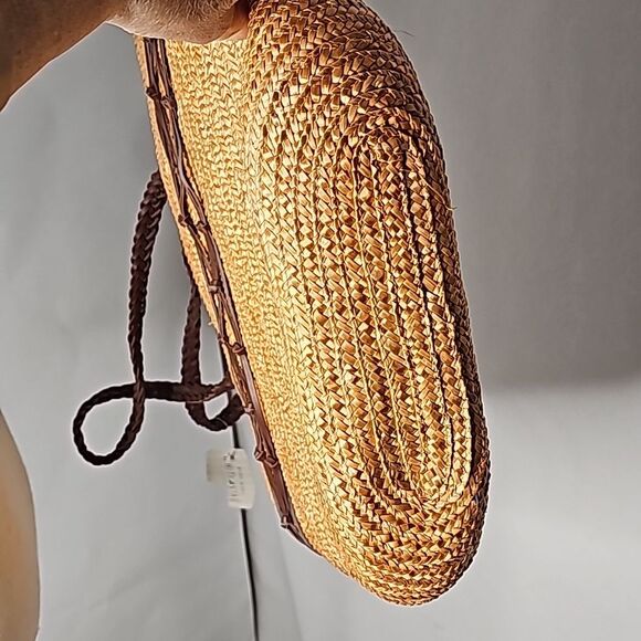 Shoulder Bag 100 Percent Wheat Straw Braided Handles Tan Brown NWT - Picture 4 of 7